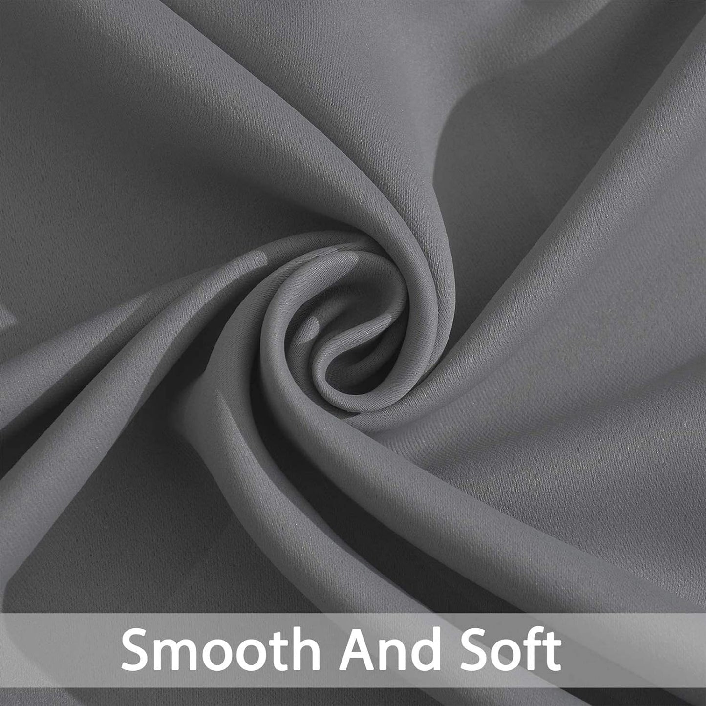 Yakamok Room Darkening Gray Blackout Curtains, Light Blocking Thermal Insulated Grommet Drapes for Bedroom Living Room, 52W x 84L, Grey Curtains, 2 Panels, 2 Tie Backs Included