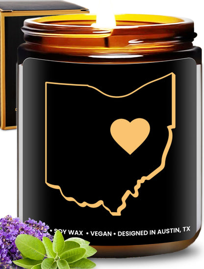 Ohio Candle, Unique Ohio Themed Gifts for Men and Women, Best State Souvenir Gifts for Moving Away, Thoughtful Home Sick Presents, Ideal for Birthday, Christmas, Graduation, Gift Ready