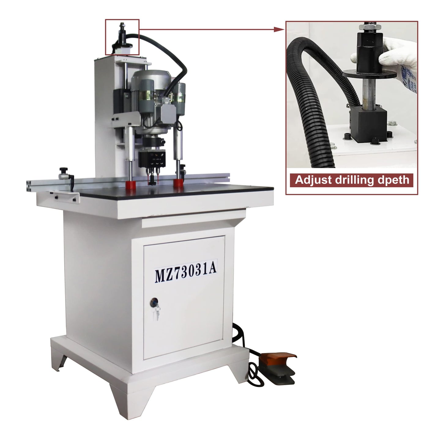TECHTONGDA Hinge Boring Drill Press Machine Woodworking Wood Electric Pneumatic Hole Puncher 0-2inch Drilling Depth Single Head 48-6