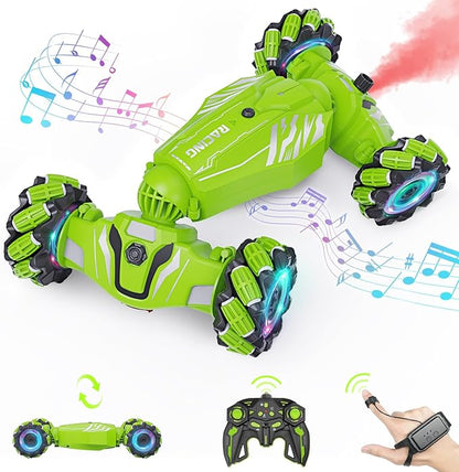 Dysaim Gesture RC Car Birthday Gifts Toys for Boys 6-12 Year Old 4WD Remote Control Car 360° Rotate Transform Drift RC Stunt Cars with Lights Music Sprayer 2.4Ghz Hand Controlled
