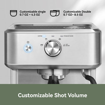 Gevi EzBru 1000 58mm Commercial Espresso Machine | PID & NTC Temp Control, 4 Adjustable Shot/Temp, Powerful Steam Wand & Barista Kit for Home & Café