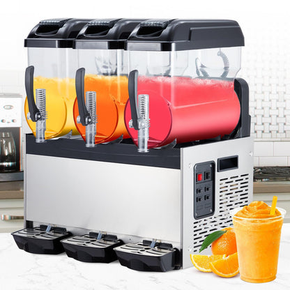PeacefulHues Commercial Slushy Machine Frozen Drink Machine, Three Tank 12l 860w Stainless Steel, Margarita Wine Slush Smoothies Maker for Restaurant Bar Party