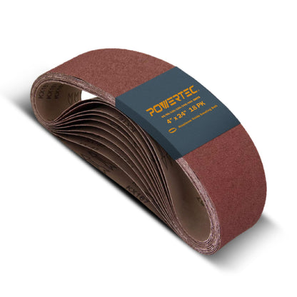WEN 6524 Oscillating Belt and Spindle Sander & POWERTEC 4 x 24 Inch Sanding Belts, 3 Each of 60 80 120 150 240 400 Grits, 18PK