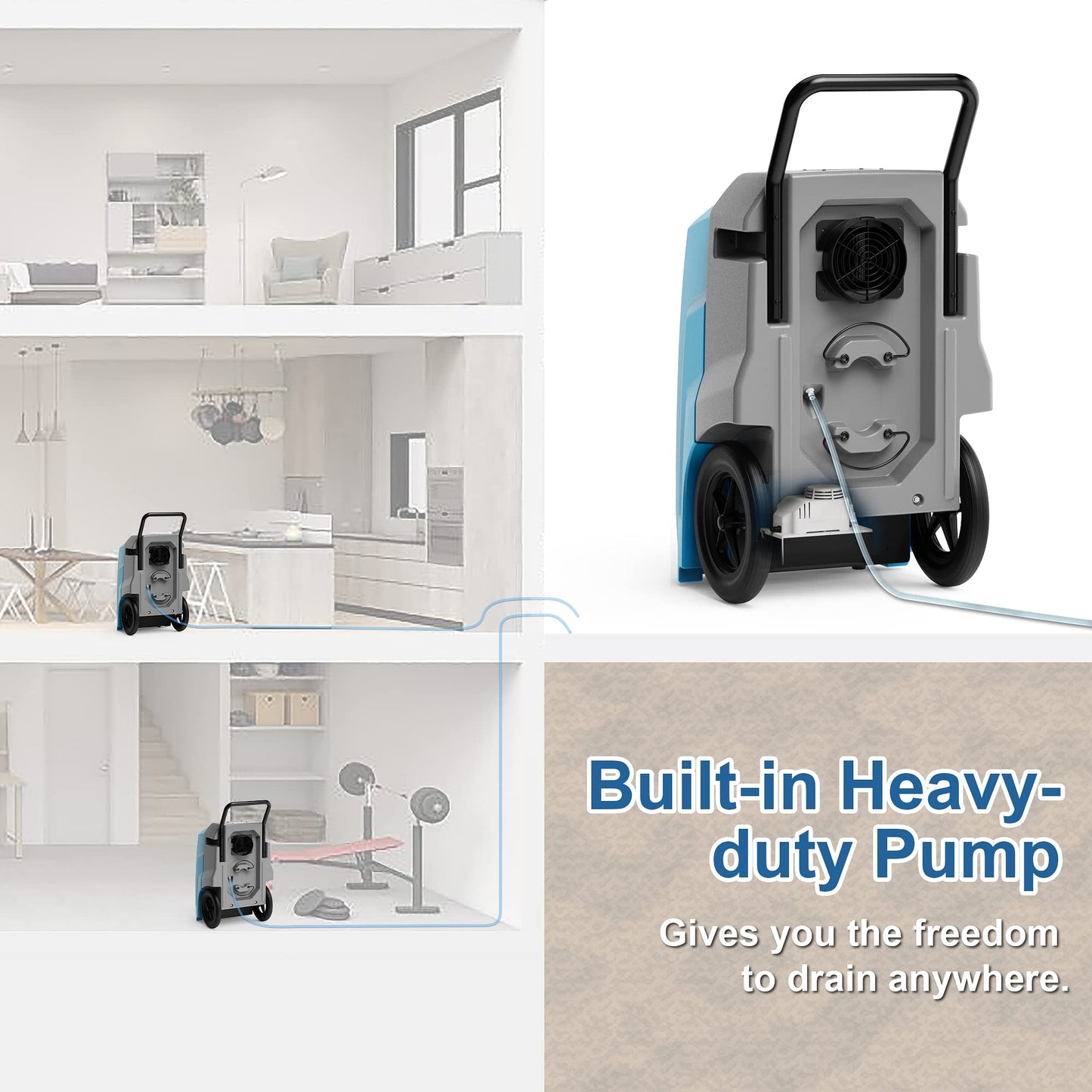 ALORAIR 180 Pints LGR Industrial Dehumidifier with Pump and Drain Hose, Portable Commercial Dehumidifier with Wheels for Home, Basements, Garages, and Job Sites, 6-Year Warranty