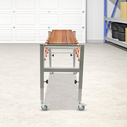 Adjustable Roller Conveyor 110LBS Telescopic Conveyor Roller Table with Scale Display & 2 Hooks Length 18'' to 51'' Height 20'' to 32'' Flexible Folding Turning Conveyor Belt 17'' Wide Conveyor Roller