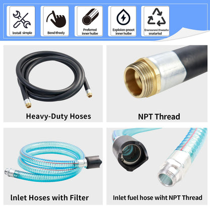 AC110-120V Volt Electric Fuel Transfer Pump, Mechanical Meter, Fuel Hose,AUTO Fuel Nozzle,Filter,NPT Connect Fitting,12 GPM Diesel Transfer Pump with Handle for Transferring Diesel,Kerosene