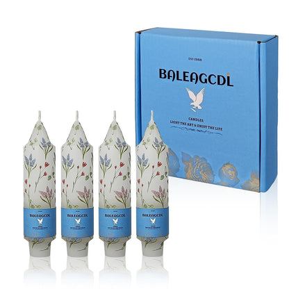 Unscented Hyacinth Short Taper Candles,5 Inches Dripless Thick Candlesticks 4 Packs of Smokeless Long-Lasting Burning Candle for Home Decor Weddings & Holiday