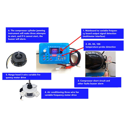 Inverter Refrigerator Tester - Variable Frequency Board & Solenoid Valve Repair Tool, 16 Wire Terminals ABS Material for HVAC Technicians (110V)