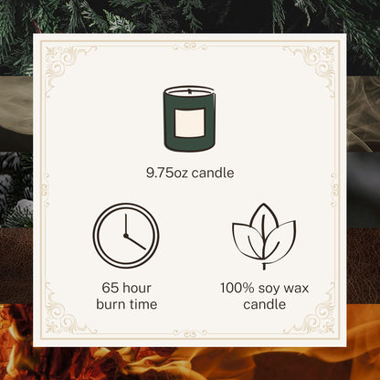 Hotel Lobby Aspen Candle – Luxury Hand-Poured 9.75oz Soy Wax with Cedarwood, Leather, Golden Embers, Smoke, and Pine – Infused with Essential Oils, 65-Hour Burn Time, Reusable Vessel, Clean Burn