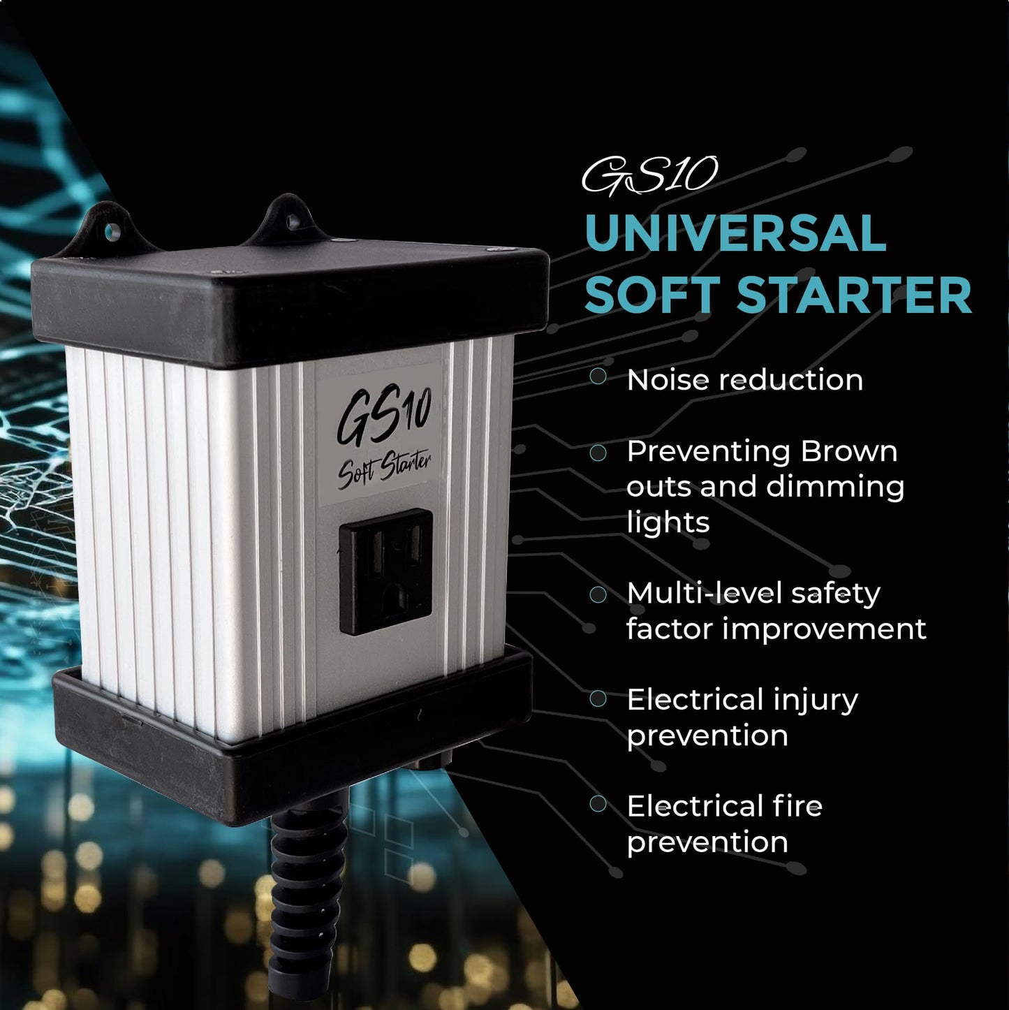 Torque Tamer GS10 Soft Starter Fully Automatic Heavy Duty Universal for Power tools Miter Saw Table Saw Grinder Router Planer etc. (120V, 15A max.)