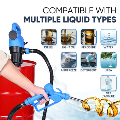 Electric Drum Barrel Pump, 110V-240V AC/ 12V DC Power, 55 Gallon Electric Transfer Pumps with 2-Inch Bung Adapter, 5 GPM Flow Rate, Suitable for DEF, Diesel, Water, Antifreeze
