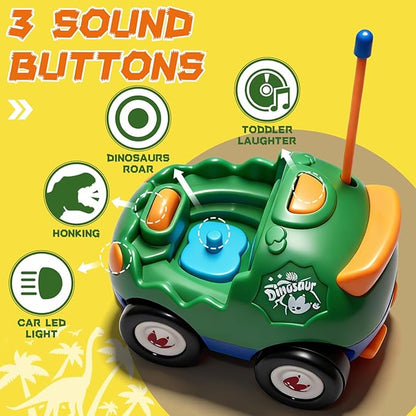 TOPLIVING 2-Pack Remote Control Dinosaur Car Toys for Toddler Ages 18+ Months 2 3 4 5 Year Old Dino RC Vehicle with LED Lights Music Christmas Birthday Gift for Boys &amp Girls