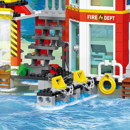 MindBox City Marine Fire Station Building Sets740pcs STEM Toys Building Blocks for Boys 8-12