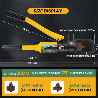 Huanyu Hydraulic Nut Splitter Tool Heavy Duty Nut Separator Portable Cracker Force 10T Cutting Range M27-M34 M34-M41 for Removing Rusty Broken Damaged with Storage Box YP-41