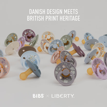 BIBS Colour Liberty Soother 2-Pack, BPA Free Dummy Pacifier, Round Nipple. Natural Rubber Latex, Made in Denmark, Size 2 (6-18 Months), Eloise Blush
