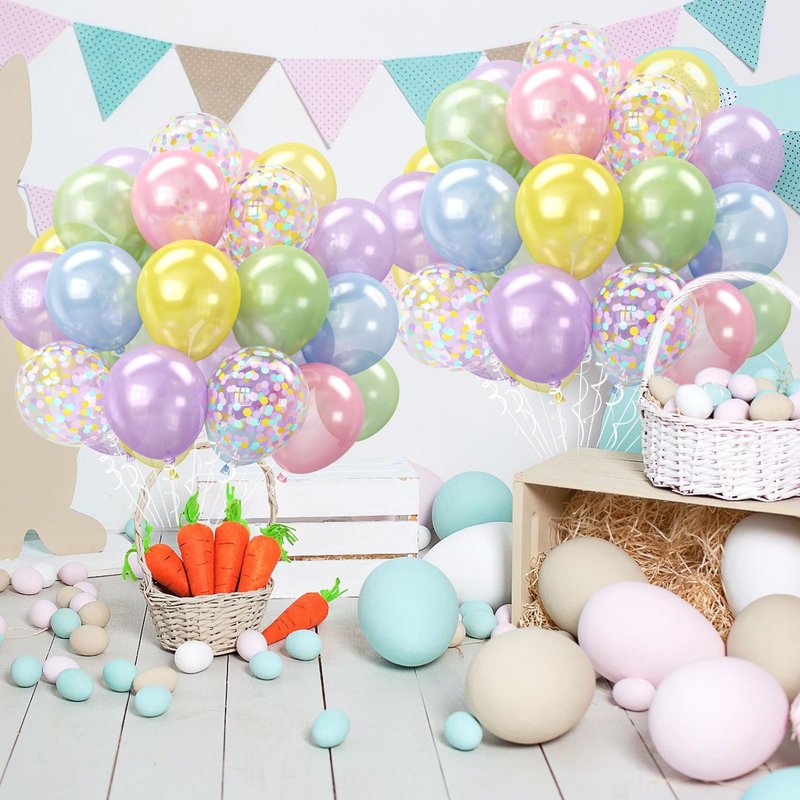 Pastel Pearl Balloons, 12 Inch Light Blue Purple Green Pink Yellow Latex Party Balloon for Birthday Graduation Anniversary Baby Shower Wedding Decorations