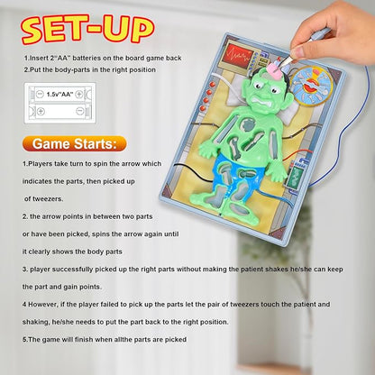Operated Monster Board Game for Kids Ages 3-8-12 Years Old with Tweezers and Fun Game Pieces Classic Education Board Game for Single or 2 Player Popular Gifts for Kids