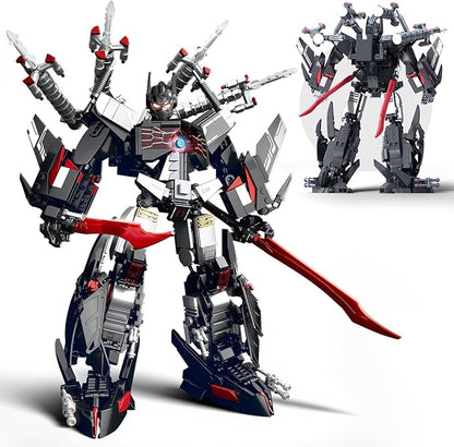 HIGH GODO Dark Defense Mech Robot Transforming Building Blocks Set for AdultsCity Warrior Justice Hero Soldier Mech Model Building Kit Cool Creative Robots Toys Gift for Teens 1013 Pieces