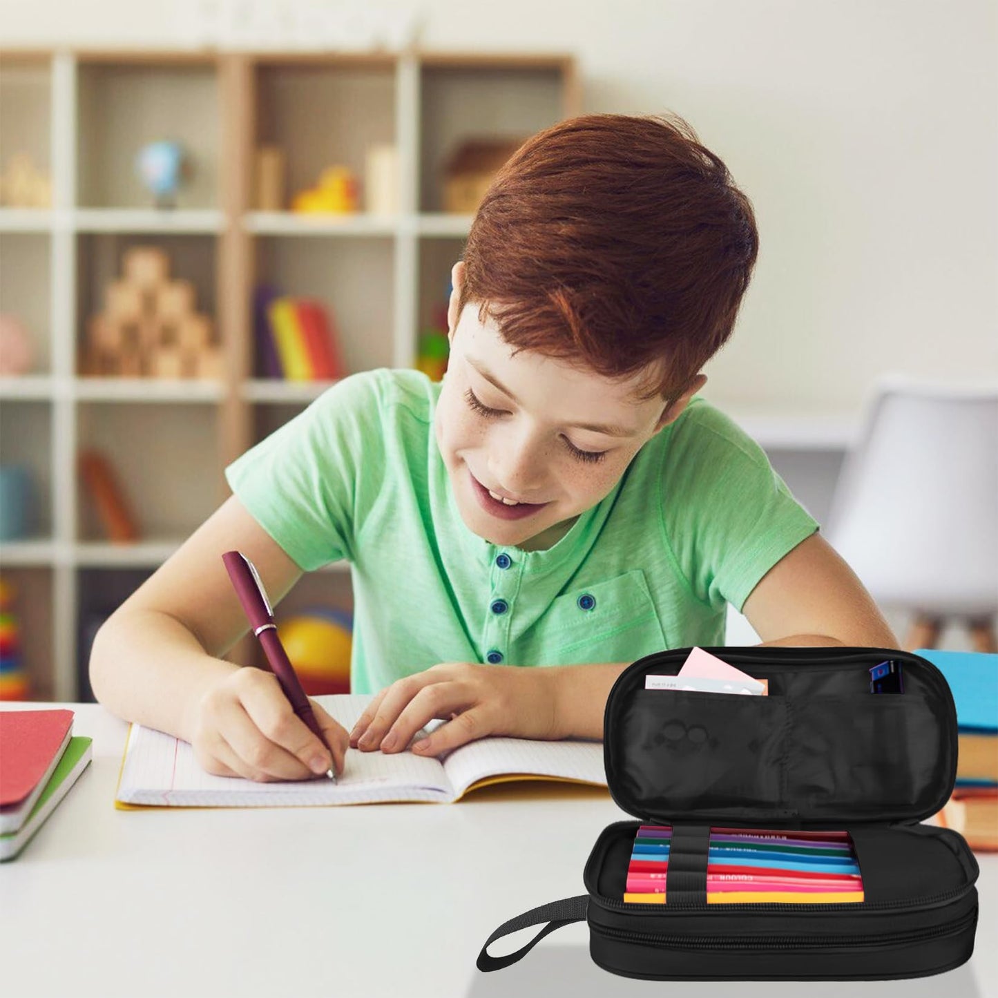 TILYTADLY Large Pencil Case for Boys - Boys Pencil Pouch with Zipper Compartments - Big Capacity Pen Box Gamer Pen Bag Organizer for Kids Teens School