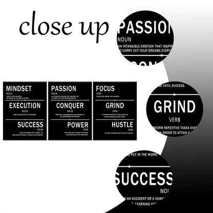 PSYYSP Mindset Execution Success Motivational Canvas Office 3 Piece Print Wall Art Inspirational Poster Painting Modern Inspiring Artwork for Bedroom Office Decoration Ready to Hang [36''W x 16''H]