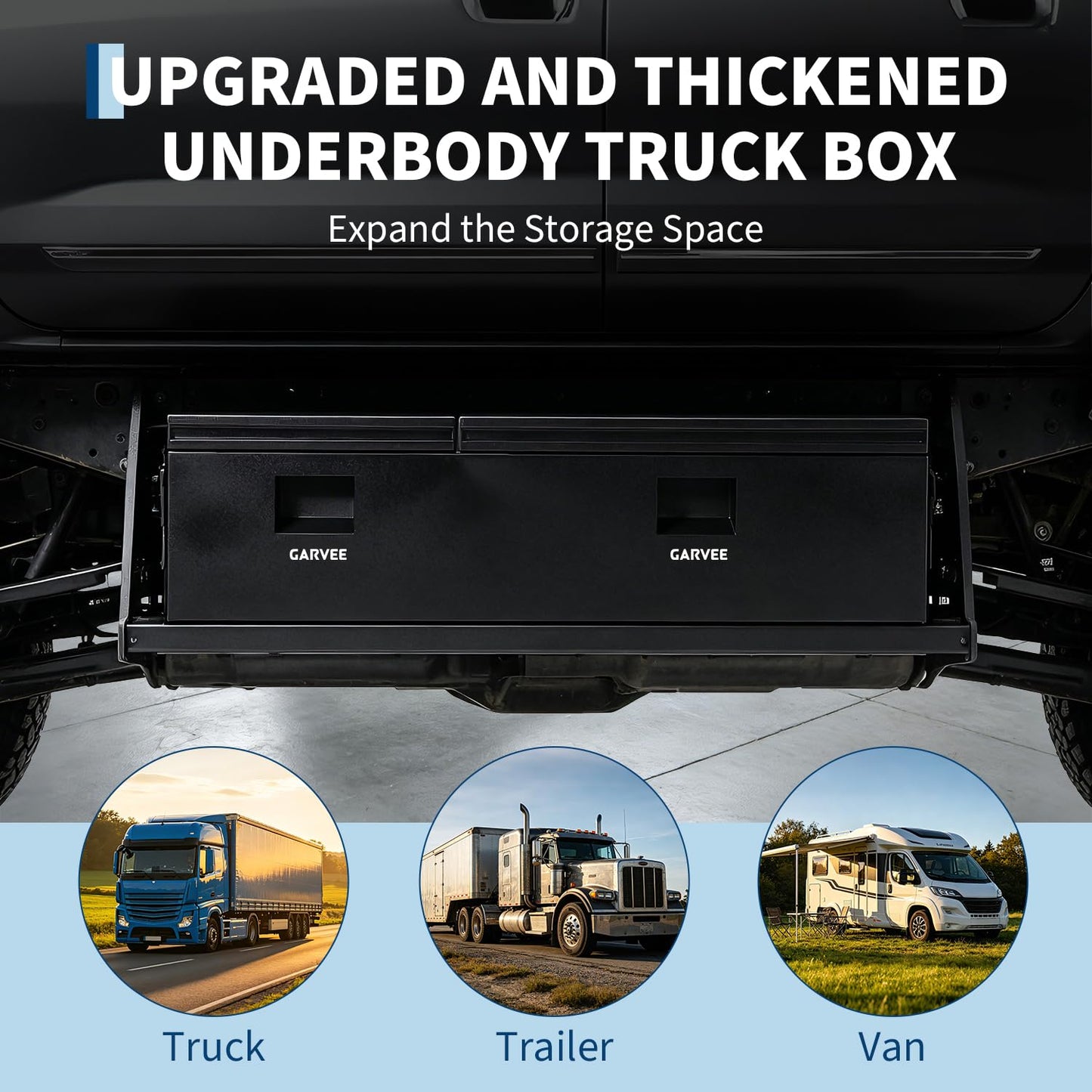 GarveeLife Steel Truck Bed Tool Box, 48x16x14 Inch Storage Box with Side Handle, Chest Toolbox Weatherproof Organizer for Pickup Truck RV Trailer