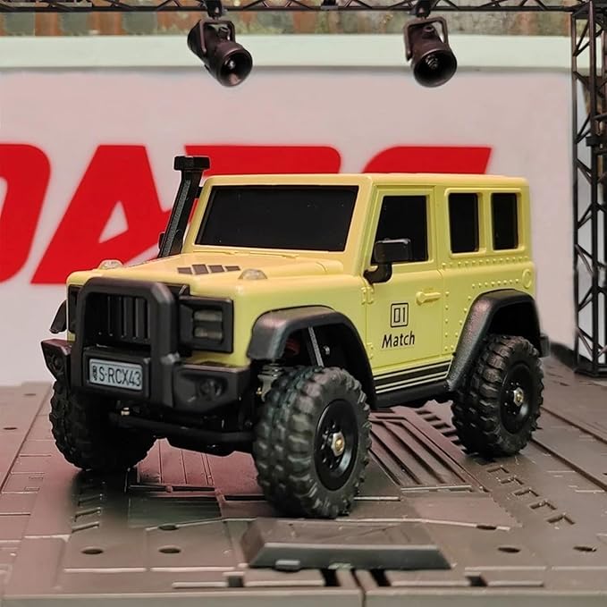 LDARC 1:43 Scale Mini RC Crawler RTR RC Rock Truck 4x4 2.4GHZ Hobby Grade Remote Control Car Model Vehicle RC Buggy Comes with a DIY Replaceable Body Shell(Desert Yellow)
