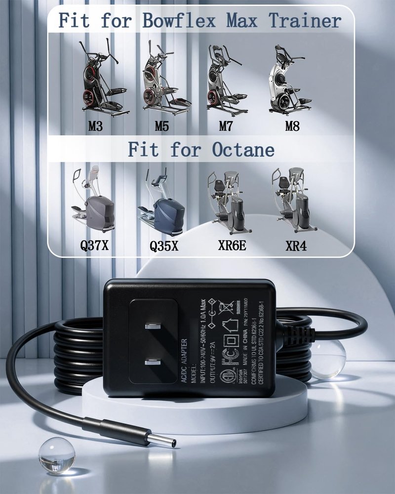 9V Charger for Bowflex Max Trainer M5 M3 M7 M8 HVT Exercise Elliptical Treadmill Cardio Machine Power Supply 6.5Ft