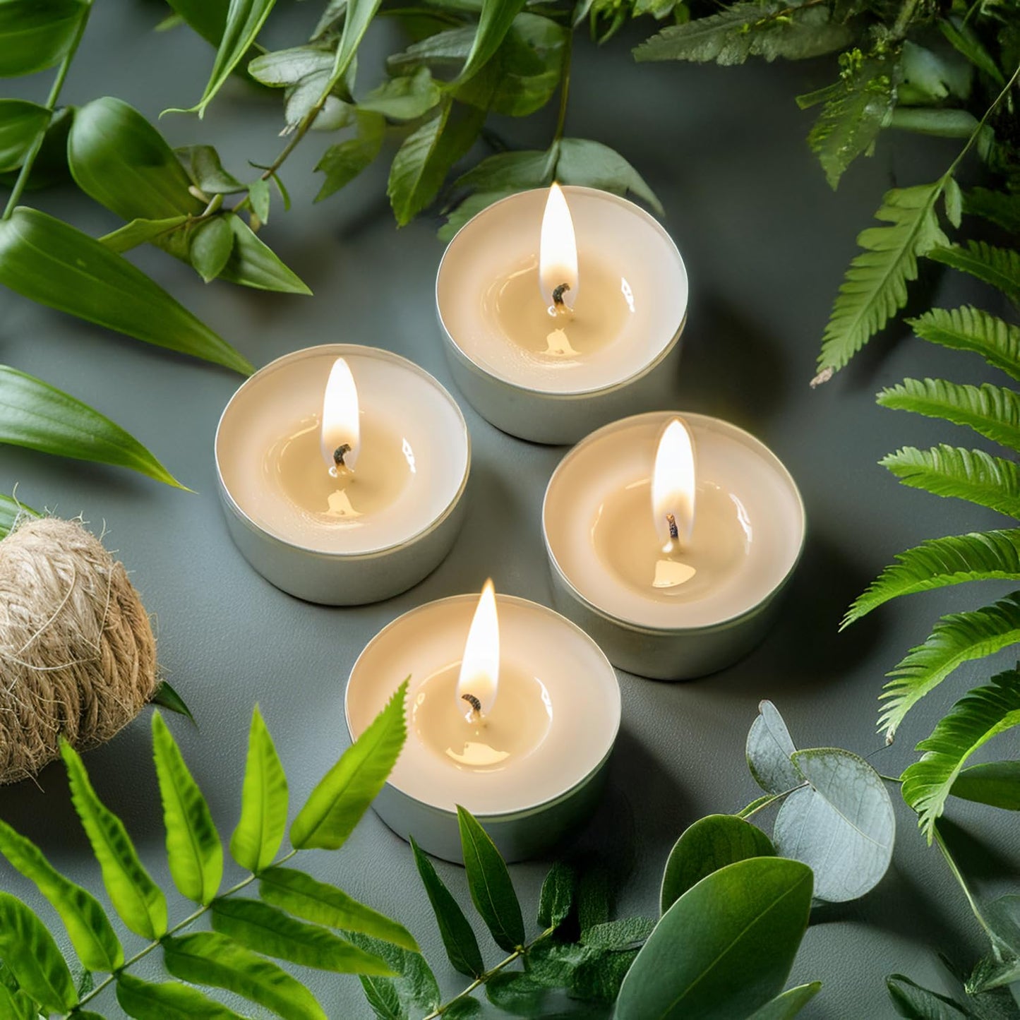 Unscented Tea Lights Candles 50 Pack,6 Hours Long Burning White Tea Candles Bulk,Non-Paraffin, Clean Burn, Smokeless, Palm Tealight Candles for Wedding,Centerpiece,Christmas Lights,Home Decor