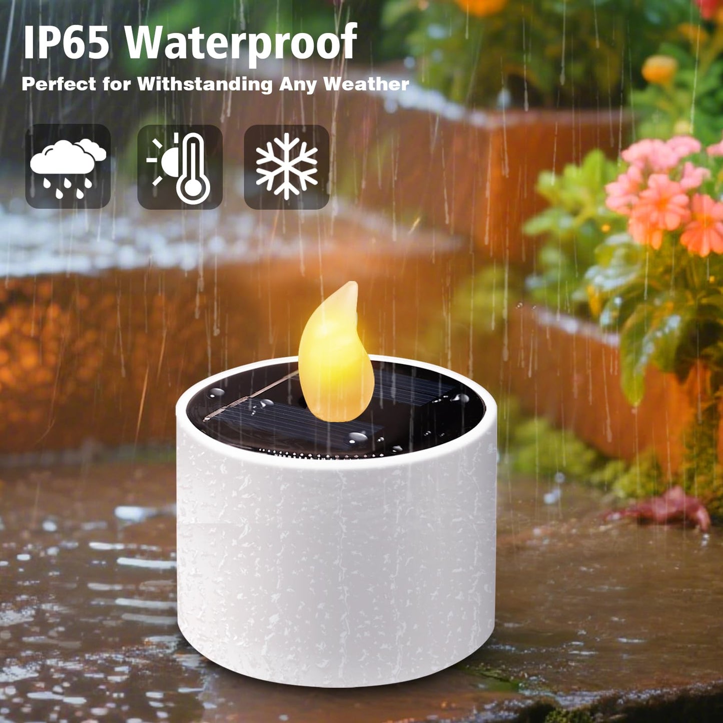 ANGMLN 8pcs Solar Tea Lights Outdoor Waterproof, Flameless Flicker LED Solar Candles with Dusk to Dawn Sensor, Reuseable Tea Light Candles for Lantern Garden Camping Party Home Decor,2.3''x2.1''