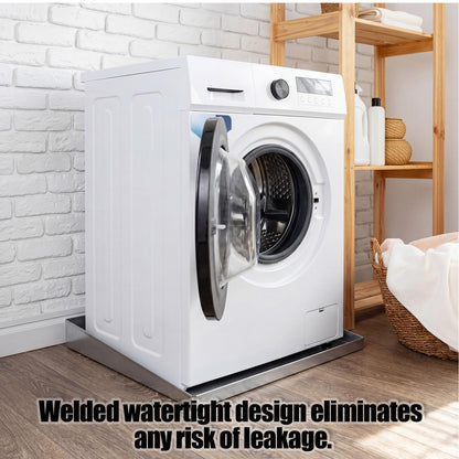 Wesiti 36 x 32" Front Load Washer Drip Tray Galvanized Steel Washer Machine Drain Water Damage Prevention No Leak Waterproof Welded Water Tight for Floor Protection Anti Vibration Mat