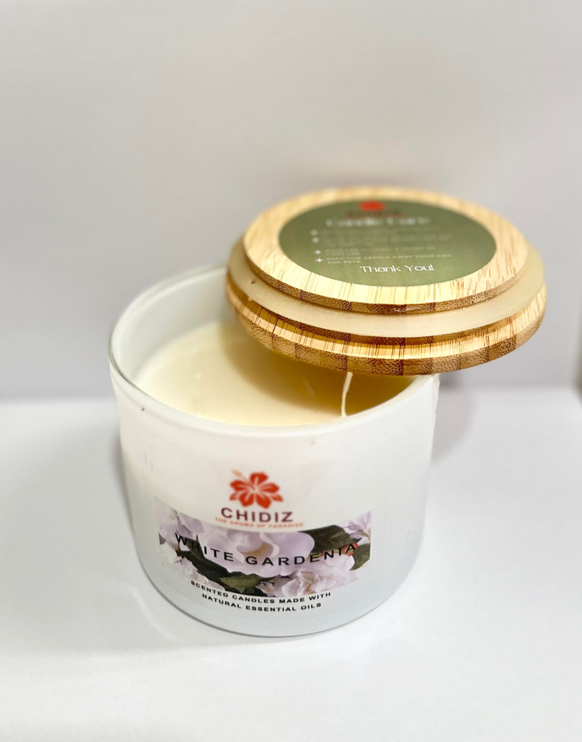 CHIDIZ White Gardenia Soy Scented Candles | Large 1 Wick Jar Candle | Up to 45 Hours Burning Time | Relaxing Aromatherapy Candles | Housewarming Gift for Women and Men (Medium, White Gardenia)