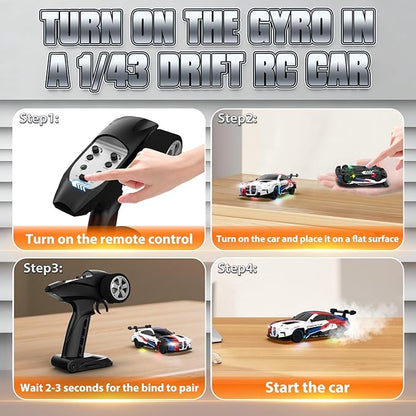 RC Drift Car 1/43 Mini RC Drift Car with Gyro 2.4GHz Full Proportional Control 20KM/H 4WD High Speed Remote Control Alloy LED Lights &amp Drift Tires Toys for Adults Boys and Girls Gift