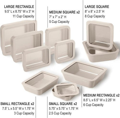 Crema Ceramic Coated Glass Food Storage Containers - Non-Toxic, BPA-Free | 10-Piece Meal Prep Set