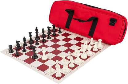 Deluxe Chess Set Combination - Triple Weighted - by US Chess Federation (Red)