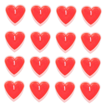 Mobestech 18Pcs Romantic Heart Shaped Tealight Candles Dripless Long Burning Red Proposal Decor for Weddings Bedrooms Parties and Valentines Day Ambiance