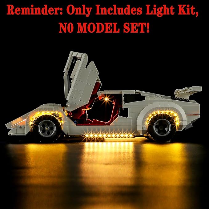 LED Light Set Compatible with Lego 10337 Lamborghini Countach 5000 Quattrovalvole Icons Building Blocks Model - Model Set NOT Included
