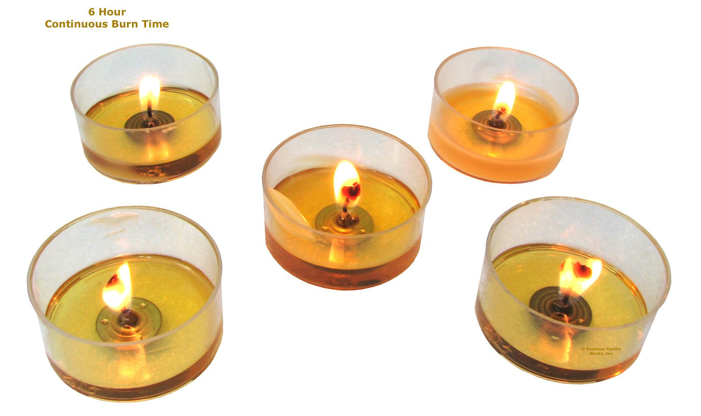 Beeswax Candle Works, 6-Hour Tea Lights (Pack of 12) Clear Cups, 100% USA Beeswax