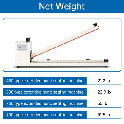 R-PACK Impulse Heat Sealer with Seal bar, Heavy-Duty Bag Sealing & Cutting Machine, 8mm Sealing Width, 1 Extra Replacement (white, 30 inch)