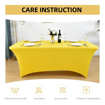 ZarzaaSik 10-Pack 4ft Spandex Table Covers for Rectangular Folding Tables - Wrinkle Resistant Stretch Tight Table Cloths - Fitted Table Protector for Parties, Trade Shows, Banquet, and Wedding