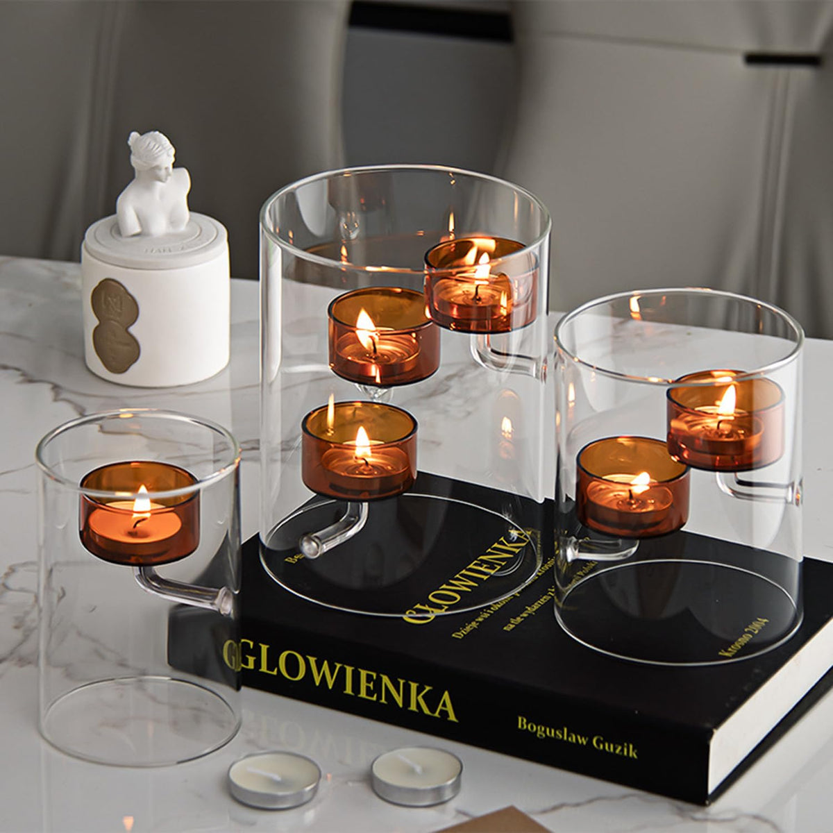 Maimeili Glass Candle Holder Hurricane Crystal Decorative Candle Fits Standard Tealight for Table Wedding Dinning Centerpieces Party Supplies Home Decor