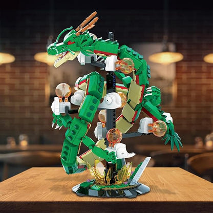 JMBricklayer Dragon Building Set for Adults 70134 Lighting Dinosaur Collectible Model to BuildIdeal Divine Dragon Building Blocks Model with Display Stand Christmas Birthday Gifts for Adult