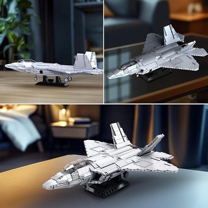 Brihappen Military Airplane Building Block Set for Adult Boys (1837Picece) F-22 Raptor Fighter Jet Model for Home Office Collection Fighter Jet Building Toy Birthday Gifts for Building Blocks Lover
