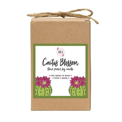Aira Soy Candles - Organic, Kosher, Vegan, in Mason Jar w/Therapeutic Grade Essential Oil Blends - Hand-Poured 100% Soy Candle Wax - Paraffin Free, Burns 110+ Hours - Cactus Blossom -16 Ounces
