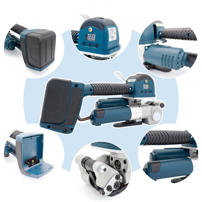 HIGHTOP 6000N Force Automatic Strapping Machine DD19A Electric Baler Strapping Machine for 13-19Mm Width PP/PET Straps, Box Pallet Automatic Baler 4000mah*2 Battery Powered Plastic Strapping Tool