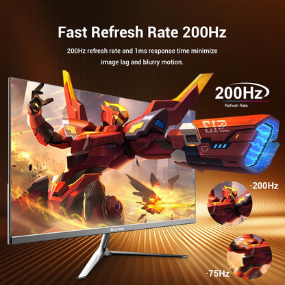 BUYRICH 24.5 Inch Gaming Monitor, 200Hz Refresh Rate, FHD 1920x1080, Fast Response Time, Built-in Speakers, Metal Stand, VESA Compatible, for PC Gamers and Home Setup
