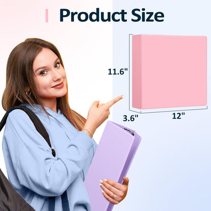 Sooez BinderX Extra Durable 3 Inch 3 Ring Binder, D-Ring Large Binder, Holds 670 Sheets of 8.5x11 Paper, Customizable View Cover with Inside Pocket, Heavy Duty 3 Ring Binder for School, Pink