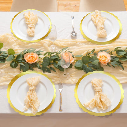 Germiwipe 100 Round Gold Placemats for Dining Tables. Mirrored Gold Charger Place Mats for Kitchen Banquet Table Settings for Weddings, Birthday Dinner Parties, etc.GE-020