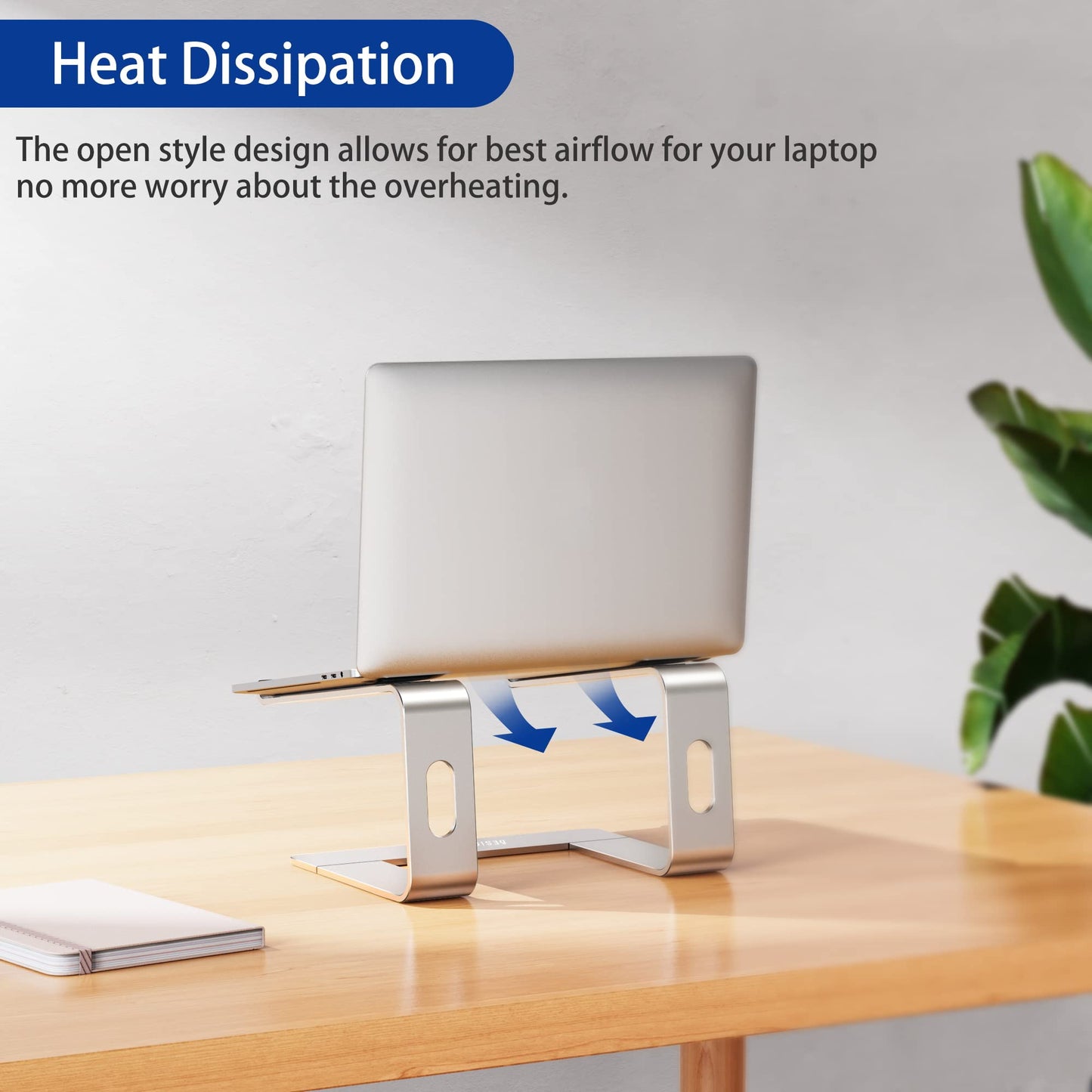 BESIGN LS03 Aluminum Laptop Stand, Ergonomic Detachable Computer Stand, Notebook Riser Compatible with Air, Pro, Dell, HP, Lenovo More 10-15.6" Laptops, Silver