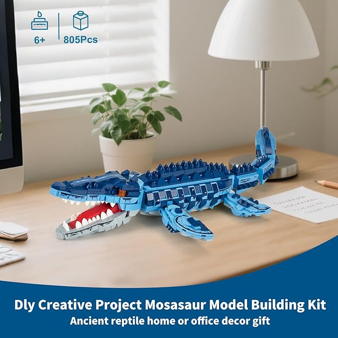 Mosasaur Dinosaurs Building Sets805 Pcs Ocean Animal Building ToysSea Creatures Creativit Model Building SetSTEM World Park Building KitsOffice Home Decor Gifts for AdultsTeens and Kids