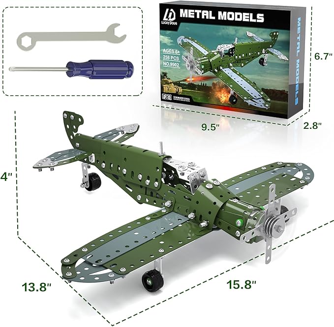 Lucky Doug Building Toys Model Airplane Set - DIY Building Stem Projects Toys for Kids Boys Ages 8-12 Assembly Science Toys for Model Fans